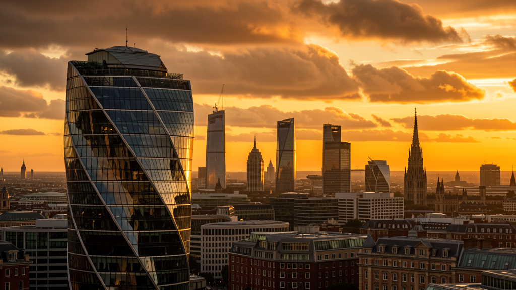 London skyline at golden hour